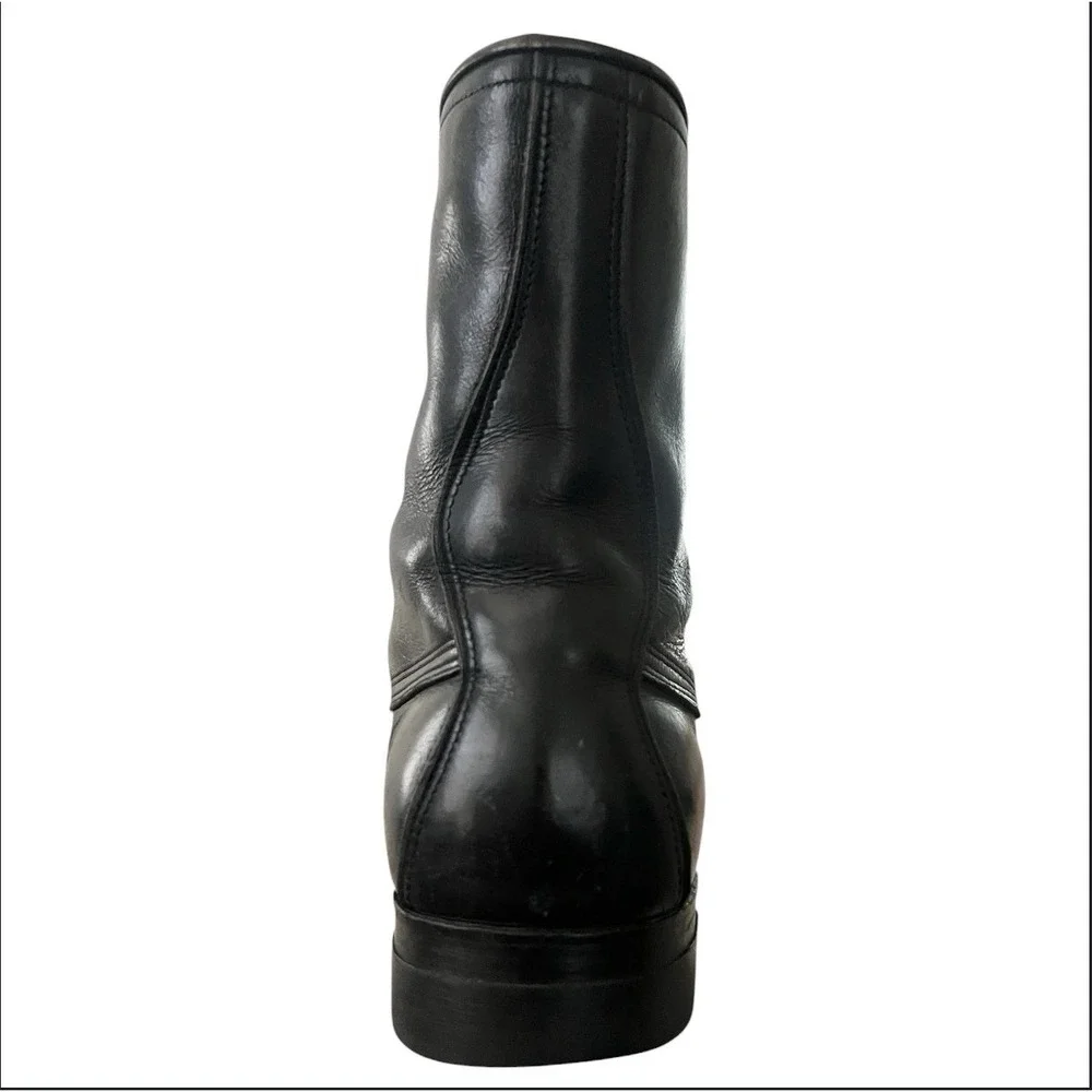 Vintage 1979 US Military Leather Combat Boots Black Zip Lace Up 9EE DLA-100-79-C